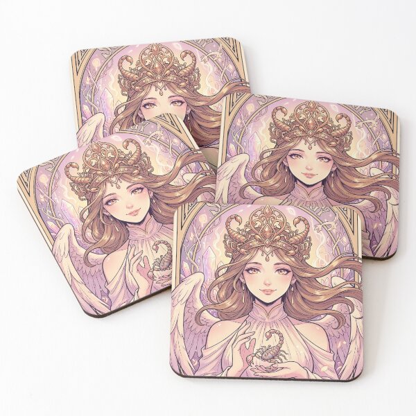 Item preview, Scorpio Energy Art Nouveau Anime Zodiac – Mystic Scorpion Crown Fantasy Illustration designed and sold by RSDigitalPrintDesign.