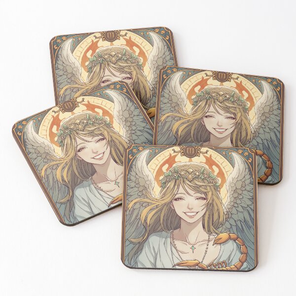 Item preview, Scorpio Energy Art Nouveau Anime Zodiac – Mystic Scorpion Crown Fantasy Illustration designed and sold by RSDigitalPrintDesign.