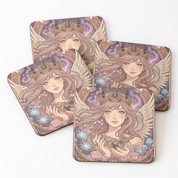 Item preview, Scorpio Energy Art Nouveau Anime Zodiac – Mystic Scorpion Crown Fantasy Illustration designed and sold by RSDigitalPrintDesign.