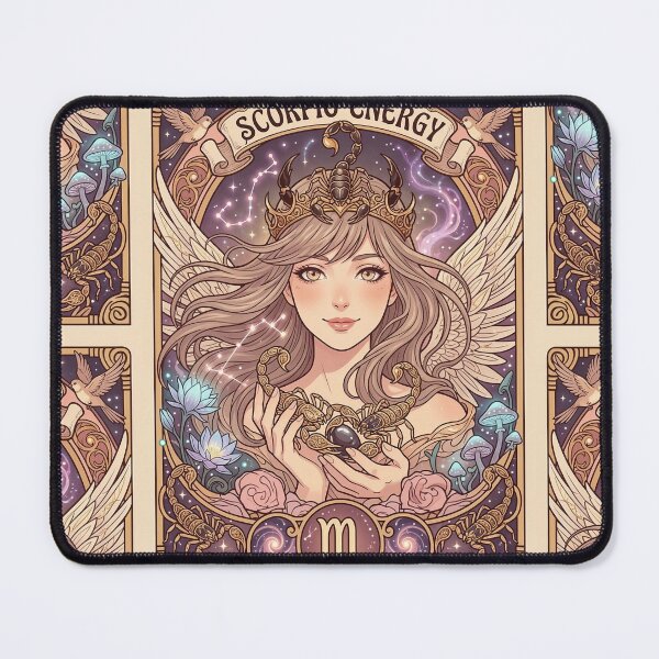 Item preview, Scorpio Energy Art Nouveau Anime Zodiac – Mystic Scorpion Crown Fantasy Illustration designed and sold by RSDigitalPrintDesign.