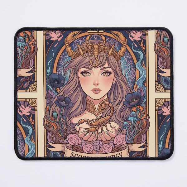 Item preview, Scorpio Energy Art Nouveau Anime Zodiac – Mystic Scorpion Crown Fantasy Illustration designed and sold by RSDigitalPrintDesign.