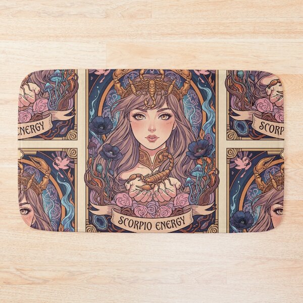 Item preview, Scorpio Energy Art Nouveau Anime Zodiac – Mystic Scorpion Crown Fantasy Illustration designed and sold by RSDigitalPrintDesign.