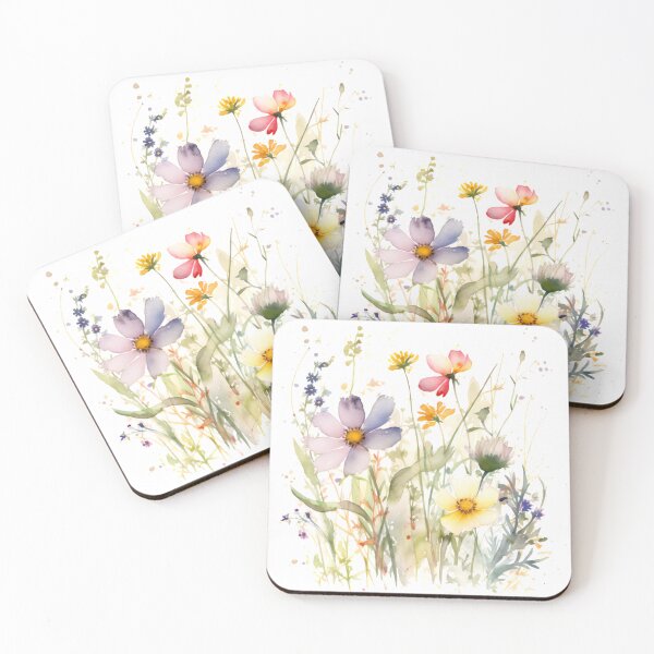 Item preview, Whimsical Pastel Watercolor Wildflower Meadow Cluster designed and sold by VibeShift Studio.