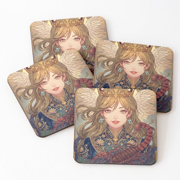 Item preview, Scorpio Energy Art Nouveau Anime Zodiac – Mystic Scorpion Crown Fantasy Illustration designed and sold by RSDigitalPrintDesign.