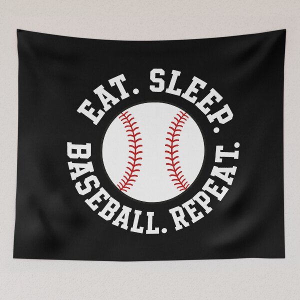 Item preview, Baseball Eat Sleep Baseball Repeat - Classic Sports Motto | Centered Stitched Icon designed and sold by Uglyandcute.