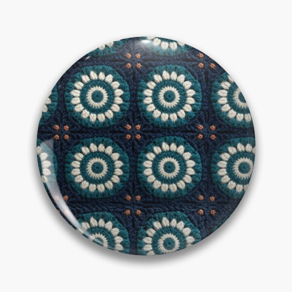 Item preview, Mandala Wool Crochet Square Cream Teal Navy designed and sold by LuisWorks.