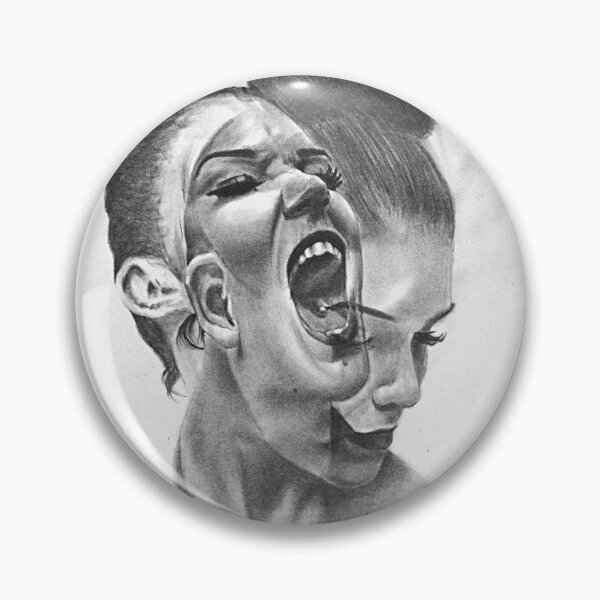 Item preview, Surreal Female Portrait Pencil Art Psychological Scream Sketch designed and sold by BoyanVBart.