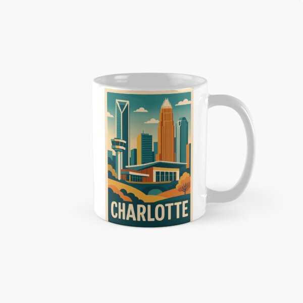 Item preview, Retro Pop Art Poster Illustration of Charlotte | Bold Uptown Skyline & Queen City Design | Vintage Southern Wall Art Decor designed and sold by PaintedPixels01.