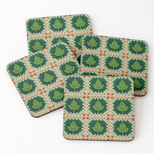 Item preview, Green Leaf Crochet Square Botanical Sage Autumn designed and sold by LuisWorks.