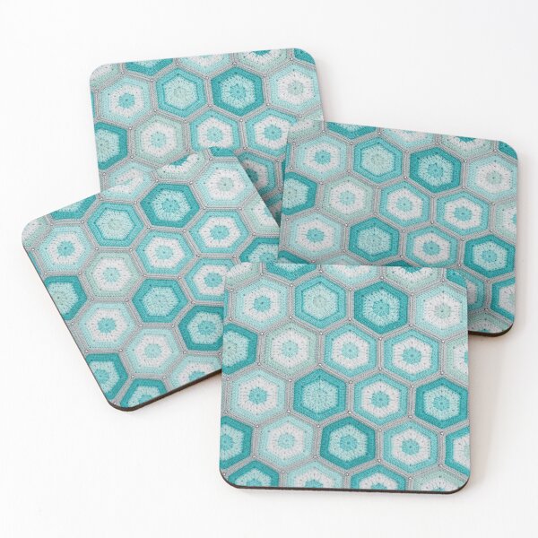 Item preview, Teal Hexagon Crochet Pattern Turquoise Honeycomb Blanket designed and sold by LuisWorks.