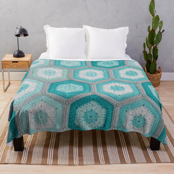 Item preview, Teal Hexagon Crochet Pattern Turquoise Honeycomb Blanket designed and sold by LuisWorks.