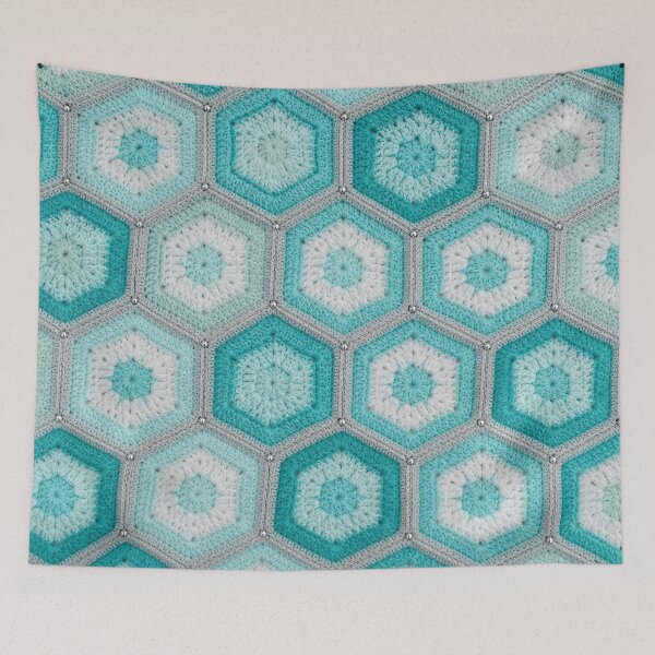 Item preview, Teal Hexagon Crochet Pattern Turquoise Honeycomb Blanket designed and sold by LuisWorks.