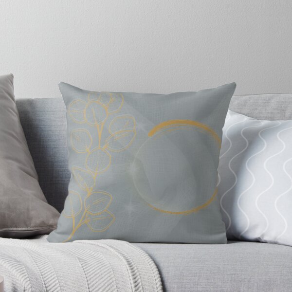 Item preview, Minimalist Eucalyptus and Geometric Arch, Gold Line Art on Textile Background designed and sold by Diseño que alegran tu día.
