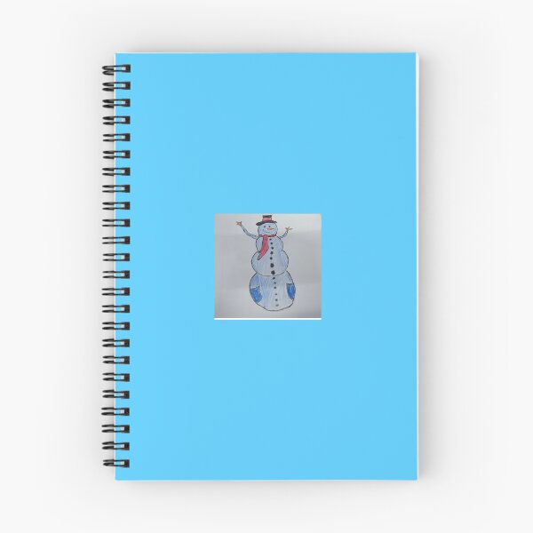 Item preview, Cute Blue Snowman with Red Scarf and Black Hat – Winter Colour Pencil Illustration, original artwork designed and sold by TimelessTalks9.