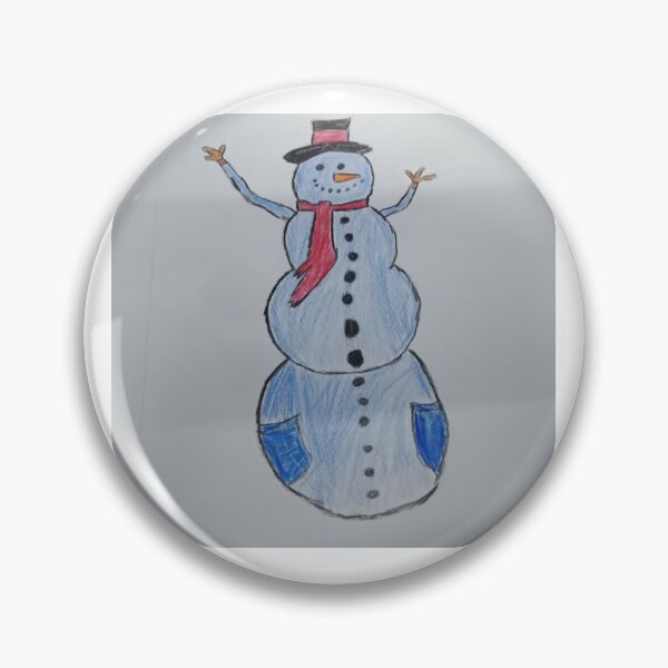 Item preview, Cute Blue Snowman with Red Scarf and Black Hat – Winter Colour Pencil Illustration, original artwork designed and sold by TimelessTalks9.