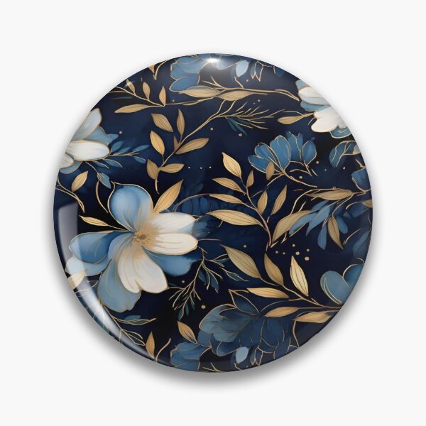 Item preview, A Vibrant and Elegant Botanical Bloom of Floral Flowers and Leaves Repeating Seamless Pattern Against a Deep Navy Background designed and sold by Matt_Smith.
