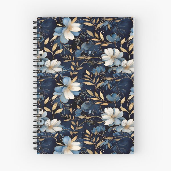 Item preview, A Vibrant and Elegant Botanical Bloom of Floral Flowers and Leaves Repeating Seamless Pattern Against a Deep Navy Background designed and sold by Matt_Smith.