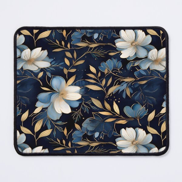 Item preview, A Vibrant and Elegant Botanical Bloom of Floral Flowers and Leaves Repeating Seamless Pattern Against a Deep Navy Background designed and sold by Matt_Smith.