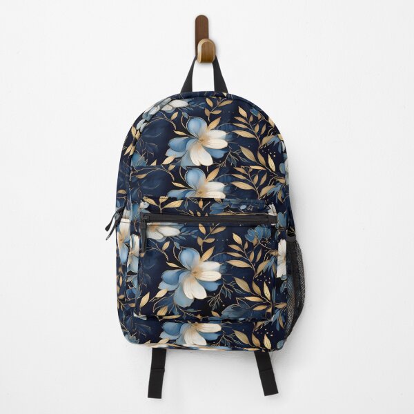 Item preview, A Vibrant and Elegant Botanical Bloom of Floral Flowers and Leaves Repeating Seamless Pattern Against a Deep Navy Background designed and sold by Matt_Smith.
