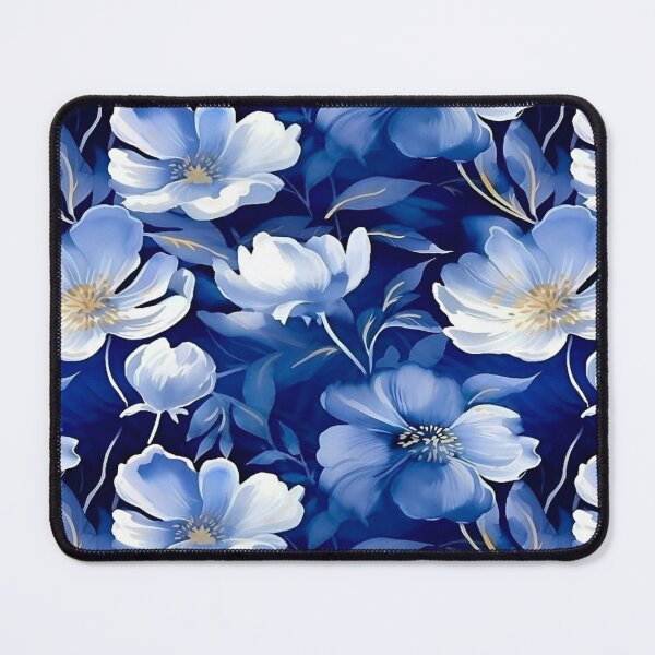 Item preview, A Vibrant and Elegant Botanical Bloom of Floral Flowers and Leaves Repeating Seamless Pattern Against a Deep Navy Background designed and sold by Matt_Smith.