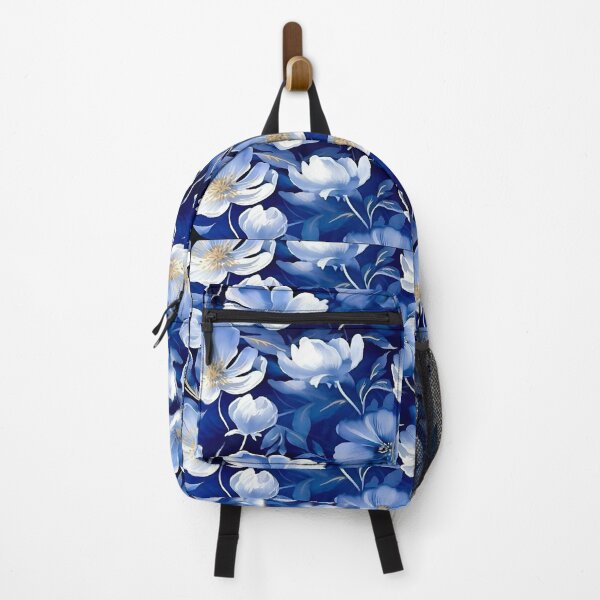 Item preview, A Vibrant and Elegant Botanical Bloom of Floral Flowers and Leaves Repeating Seamless Pattern Against a Deep Navy Background designed and sold by Matt_Smith.