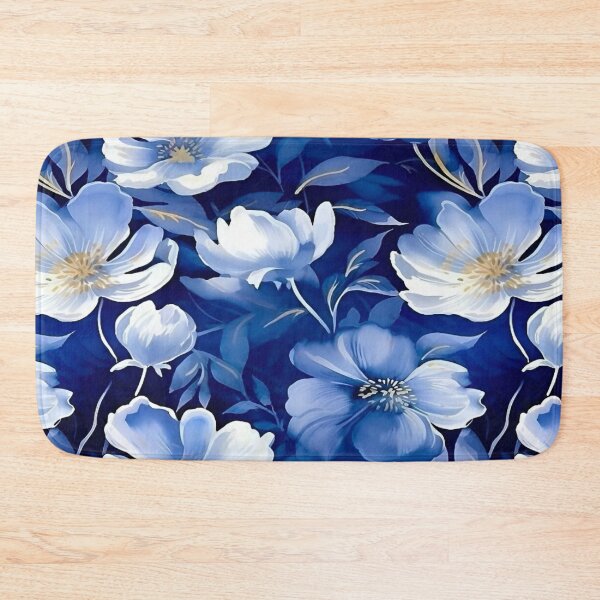 Item preview, A Vibrant and Elegant Botanical Bloom of Floral Flowers and Leaves Repeating Seamless Pattern Against a Deep Navy Background designed and sold by Matt_Smith.