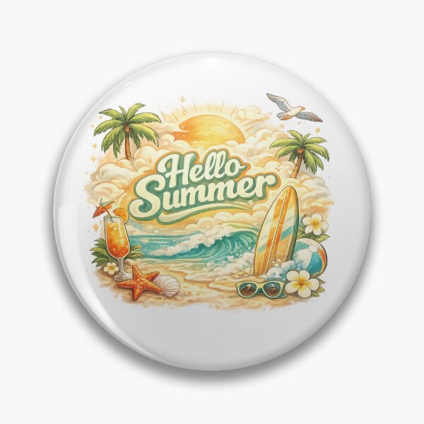 Artikelvorschau, Vintage Beach Design: Surfbrett, Palmen & Sonnenuntergang – das Retro-Sommer-Highlight für Urlauber entworfen und verkauft von CoolContent Factory.
