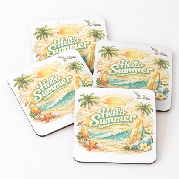 Item preview, Vintage Beach Design: Surfboard, palm trees & sunset – the retro summer highlight for holidaymakers designed and sold by CoolContent Factory.