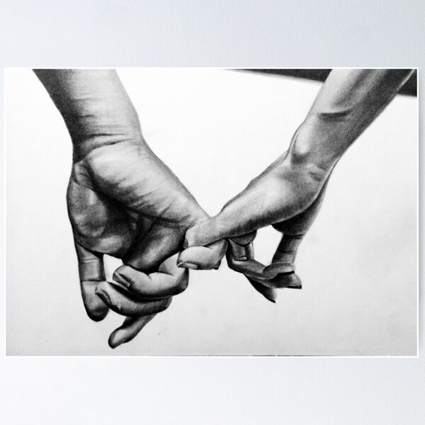 Item preview, Hyperrealistic Pencil Drawing Interlocking Pinky Fingers Sketch designed and sold by BoyanVBart.