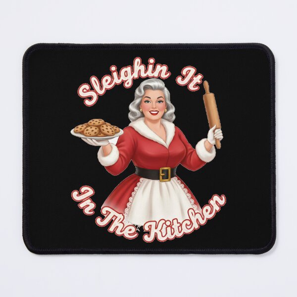 Item preview, Sleighin It In The Kitchen Funny Vintage Mrs Claus designed and sold by DeliaDesignsCo.