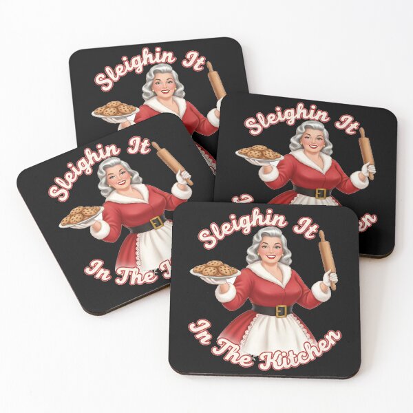 Item preview, Sleighin It In The Kitchen Funny Vintage Mrs Claus designed and sold by DeliaDesignsCo.