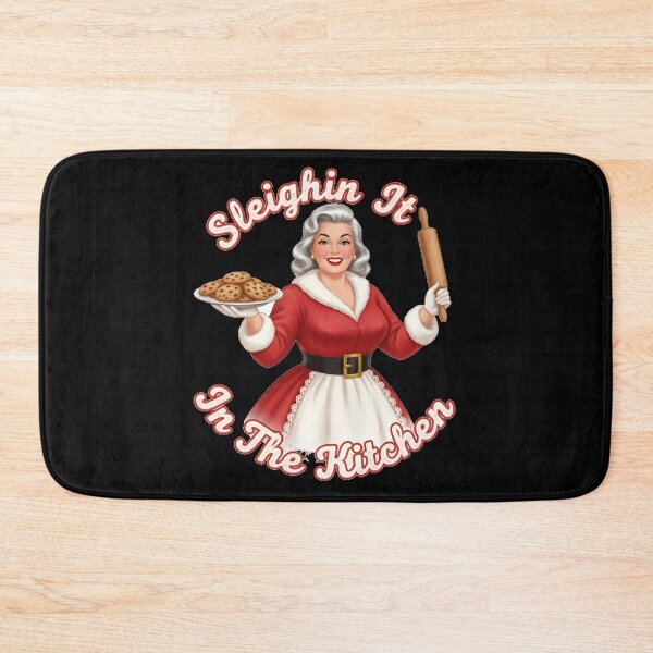Item preview, Sleighin It In The Kitchen Funny Vintage Mrs Claus designed and sold by DeliaDesignsCo.
