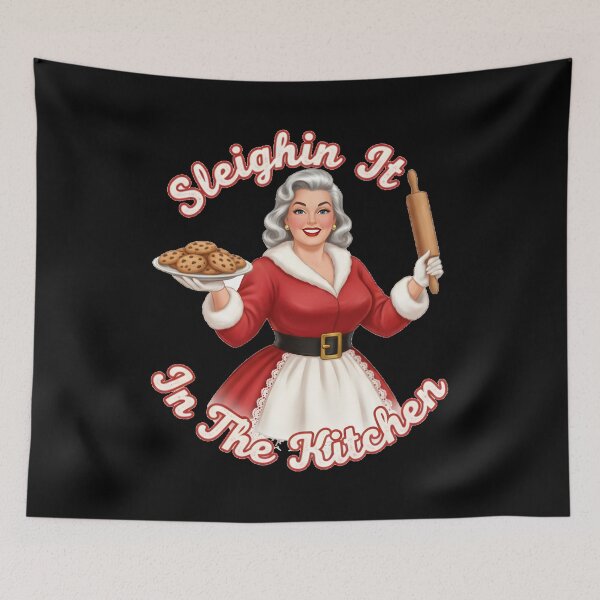 Item preview, Sleighin It In The Kitchen Funny Vintage Mrs Claus designed and sold by DeliaDesignsCo.
