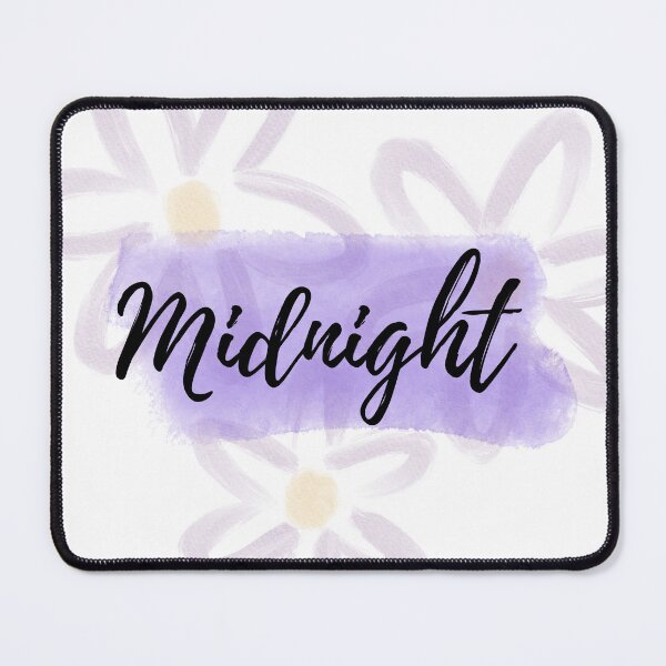 Item preview, "Midnight" Calligraphy Typography on Lavender Watercolor Splash and Floral Background designed and sold by TheCnvsstdFinds.