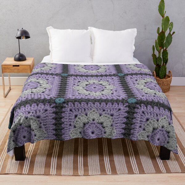 Item preview, Lavender Diamond Crochet Square Charcoal Gray Modern designed and sold by LuisWorks.