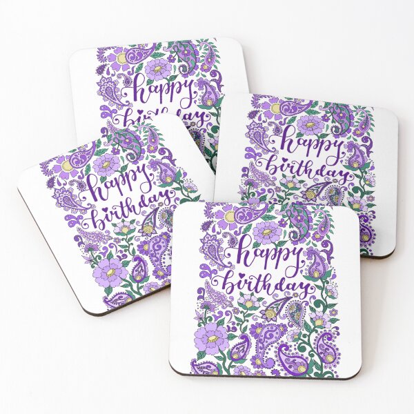 Item preview, Happy Birthday in Purple Paisley designed and sold by Mirabel Design.