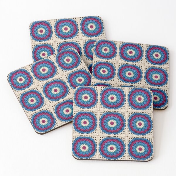 Item preview, Multicolor Mandala Crochet Bullseye Blue Pink Teal designed and sold by LuisWorks.