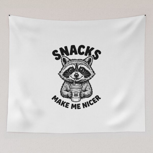 Item preview, Snacks Make Me Nicer Raccoon Sarcastic Saying designed and sold by dudelinart.