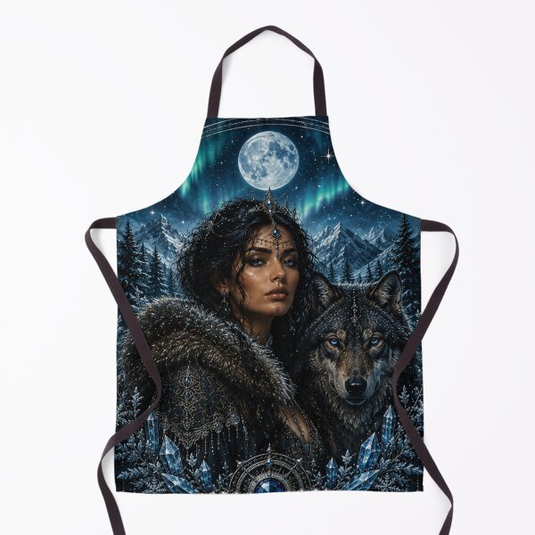 Item preview, Moon Goddess Wolf Winter Fantasy Art designed and sold by ⭐ AURA STUDIO.