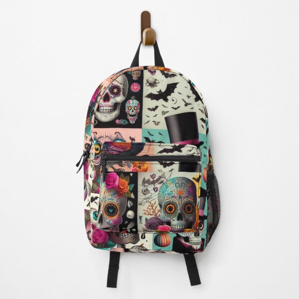 Item preview, Whimsical Skulls and Bats in Colorful Death Collage designed and sold by BriSher.