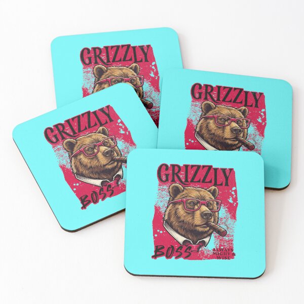 Item preview, Grizzly Boss Design – Funny Grizzly Bear with Cigar Mafia Style Badass Animal Gift designed and sold by PixelsPaws.