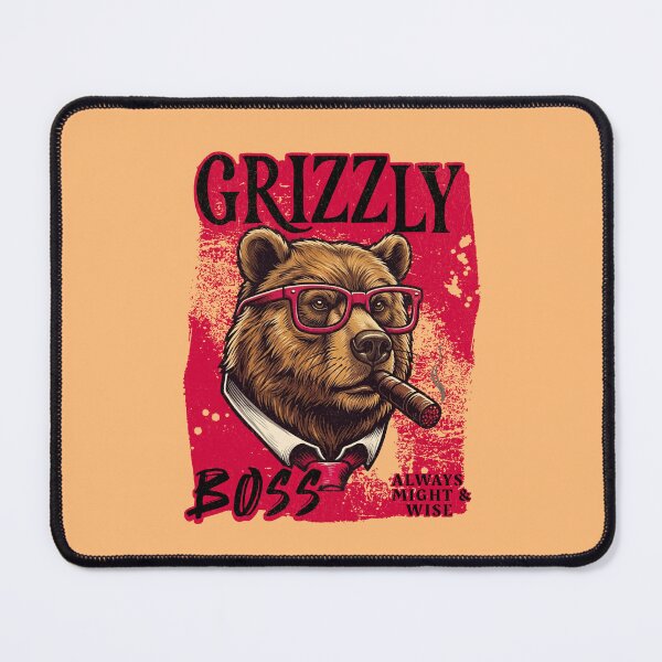Item preview, Grizzly Boss Design – Funny Grizzly Bear with Cigar Mafia Style Badass Animal Gift designed and sold by PixelsPaws.