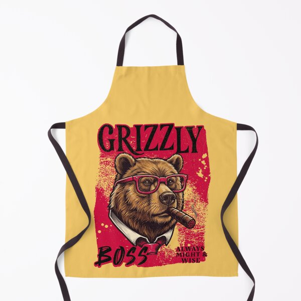 Item preview, Grizzly Boss Design – Funny Grizzly Bear with Cigar Mafia Style Badass Animal Gift designed and sold by PixelsPaws.