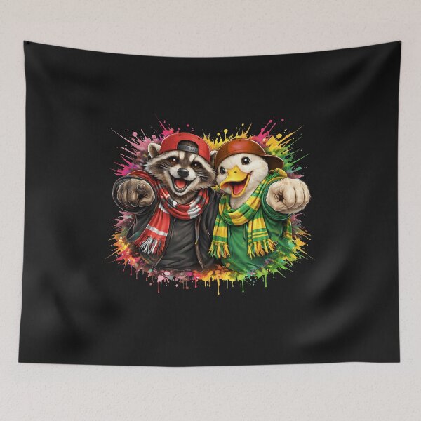 Item preview, You Looking At Us? Funny Raccoon & Duck Friends Sports Time Art designed and sold by Genius Geek.