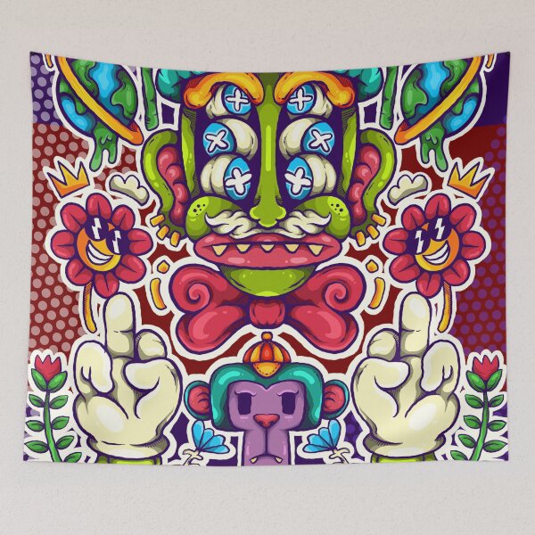 Item preview, Psychedelic Surreal Alien & Monkey Pop Art designed and sold by koyung500Store.