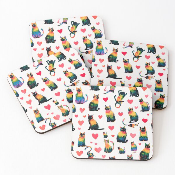 Item preview, Rainbow Cat Pattern – Colorful Cat & Heart Design for T-Shirts, Phone Cases & Home Decor designed and sold by IMuDesigner.