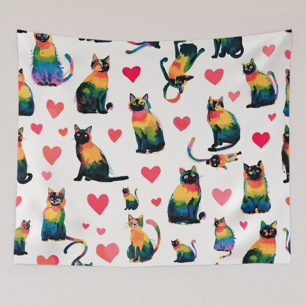 Item preview, Rainbow Cat Pattern – Colorful Cat & Heart Design for T-Shirts, Phone Cases & Home Decor designed and sold by IMuDesigner.
