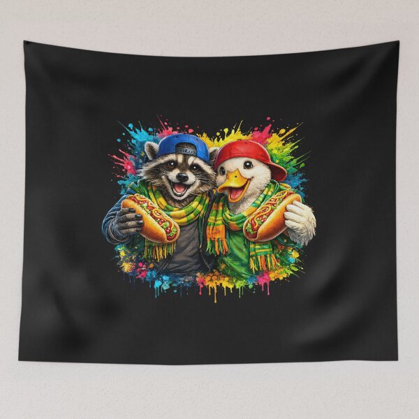 Item preview, At The Game Funny Raccoon & Duck Friends Sports Fans designed and sold by Genius Geek.