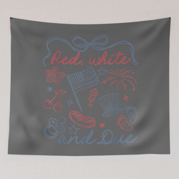 Item preview, Coquette Bow Red White and Due 4th of July Pregnancy Reveal designed and sold by KristineLi.