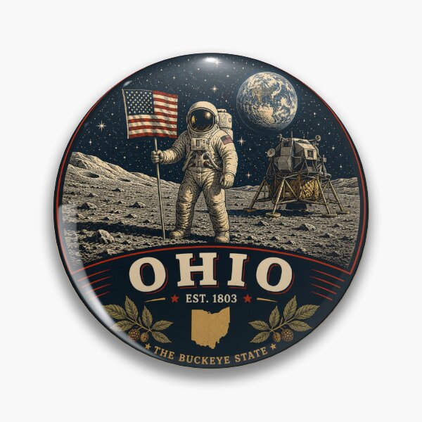 Item preview, Ohio Retro State Badge – Vintage Travel Graphic designed and sold by Mac Sketches.